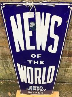 Vintage News of the World enamel sign Original 1950's