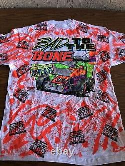 Vintage Rare 1992 BAD TO THE BONE Sprint Car T Shirt World Of Outlaws NOS! New