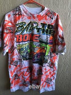 Vintage Rare 1992 BAD TO THE BONE Sprint Car T Shirt World Of Outlaws NOS! New