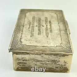 Vintage Solid Silver Cigarette Box E & N Speak 1946 Art Deco News Of The World