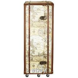 Vintage Style Wardrobe Turned Full Cocktail Bar Map of the World Steamer Trunk