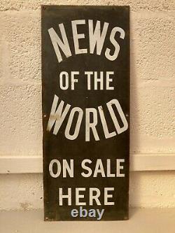 Vintage tin advertising sign The News of The World newspaper shabby wall art