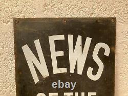 Vintage tin advertising sign The News of The World newspaper shabby wall art