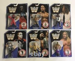 WWE Set of 6 Retro Action Figures Kane, Mankind, Sting, The Rock New on Card