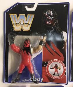 WWE Set of 6 Retro Action Figures Kane, Mankind, Sting, The Rock New on Card