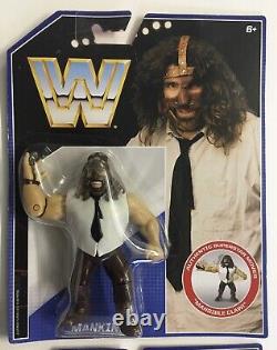 WWE Set of 6 Retro Action Figures Kane, Mankind, Sting, The Rock New on Card