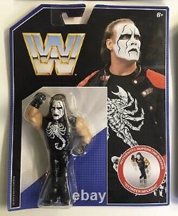 WWE Set of 6 Retro Action Figures Kane, Mankind, Sting, The Rock New on Card