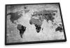 World Of The Map Distressed B&w Grey Canvas Floater Frame Wall Art Print Picture