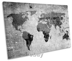 World of the Map Distressed B&W Picture SINGLE CANVAS WALL ART Print