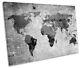 World Of The Map Distressed B&w Picture Single Canvas Wall Art Print