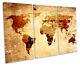 World Of The Map Distressed Picture Treble Canvas Wall Art Print