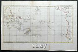 1774 James Cook Grande Carte Antique De La Mer Du Sud, Australie, Nouvelle-zélande Etc