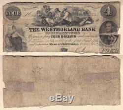 1854 $ 4 Le Banque Du Nouveau-brunswick Charlton # Westmorland 800-10-30. Avg Condition