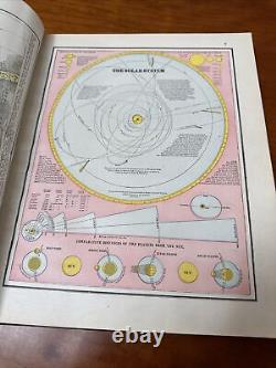 1889 Nouvel atlas illustré complet et indexé du monde de Watson, reliure rare en cuir.