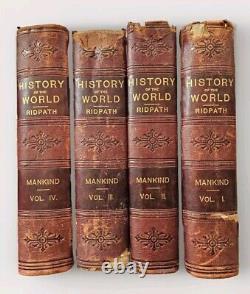 1899. Histoire du Monde de l'Humanité par John Clark Ridpath. Ensemble ancien de 4 volumes.