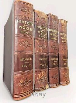 1899. Histoire du Monde de l'Humanité par John Clark Ridpath. Ensemble ancien de 4 volumes.