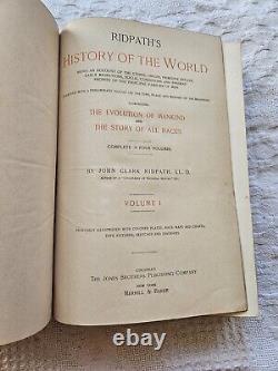 1899. Histoire du Monde de l'Humanité par John Clark Ridpath. Ensemble ancien de 4 volumes.