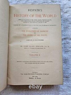 1899. Histoire du Monde de l'Humanité par John Clark Ridpath. Ensemble ancien de 4 volumes.