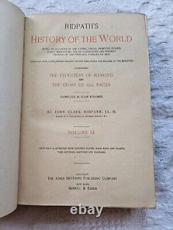 1899. Histoire du Monde de l'Humanité par John Clark Ridpath. Ensemble ancien de 4 volumes.