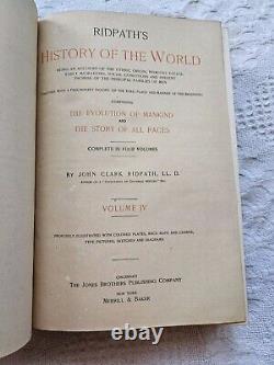 1899. Histoire du Monde de l'Humanité par John Clark Ridpath. Ensemble ancien de 4 volumes.