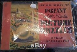 1939 New York Worlds Fair Pageant Des États Retail Puzzle Set! Très Rare