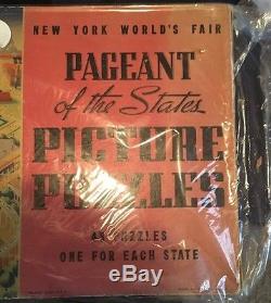 1939 New York Worlds Fair Pageant Des États Retail Puzzle Set! Très Rare