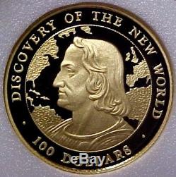 1990 Bahamas $ 200 Dollar Coin Découverte Du Nouveau Monde 1/5000 Gem Proof