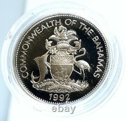 1992 Bahamas Découverte Du Nouveau Monde Columbus Proof Argent $5 Coin I104014