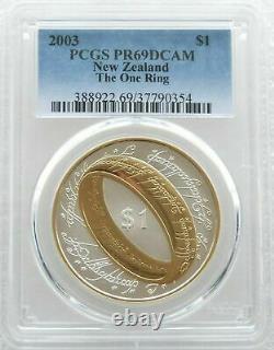 2003 Nouvelle-zélande Seigneur Des Anneaux Anneau 1 $ Proof Silver Coin Pcgs Pr69