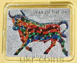 2021 Tanzania Lunar Year Of The Ox Silver Color Gilded Coin Nouvelle-zélande Menthe