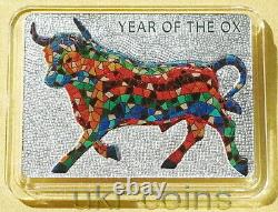 2021 Tanzania Lunar Year Of The Ox Silver Color Gilded Coin Nouvelle-zélande Menthe