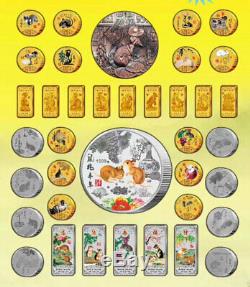 38 Nouveau 2020 Zodiaque Chinois 24k Or Argent Plaqué Coins Set Année Du Rat