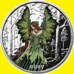 5 Oz Colorized Proof Amy Brown Collection Lady Of The Forest Silver Nouveau Coa