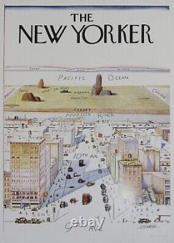 Affiche numérotée de Saul Steinberg, vue du monde du New Yorker depuis la 9e Avenue