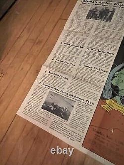 Ancien 1945 Original WWII WW2 Nouvelles du Monde de la Semaine Vol 7 No 36 Affiche de Guerre Carte USA