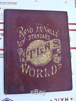 Antiquarian Rand Mcnally Nouvel Atlas Standard Du Monde 1890 Cartes De Couleur Dur