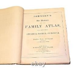 Antique 1862 Johnson's Nouvel Atlas Familial Illustré du Monde 18,5 x 15