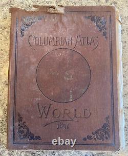 Atlas colombien du monde 1891, livre relié, édition rare de New York
