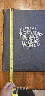 Atlas du Nouveau Siècle de Cram du Monde Indexé par George F. Cram 1901 Relié en Tissu