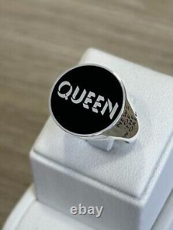 Bague logo de Queen News of the World en argent sterling 925.