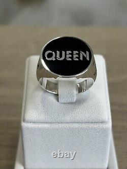 Bague logo de Queen News of the World en argent sterling 925.