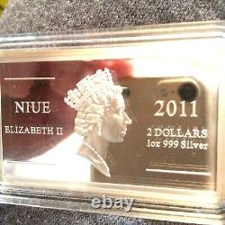 CONQUÊTE DE L'ESPACE - LA PREMIÈRE MARCHE SPATIALE NIUE 2011 1 oz 999 ARGENT MONNAIE