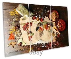 Carte de la cuisine du monde - Image d'art mural sur toile en triple format.