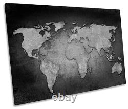 Carte du monde Grunge Image en noir et blanc Toile unique Impression d'art mural