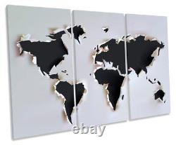 Carte du monde Image déchirée TRIPLE CANVAS WALL ART Print