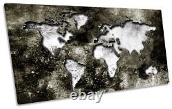 Carte du monde Image en détresse Toile panoramique Mur Art Impression Gris