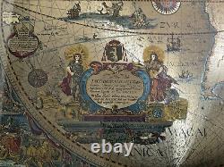 Carte murale du Nouveau Monde Blaeu Piscator en feuille d'or encadrée et matée VINTAGE