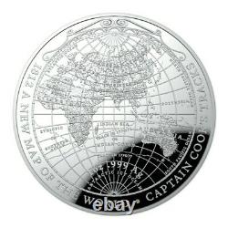 Cpt Cook's Tracks Un Nouveau Plan Du Monde 1812 1oz Domed Silver Proof Coin 5 $