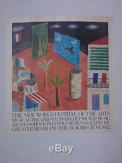 David Hockney Le Festival Des Arts Du Nouveau Monde, Affiche Lithographique Rare, 1982