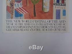 David Hockney Le Festival Des Arts Du Nouveau Monde, Affiche Lithographique Rare, 1982